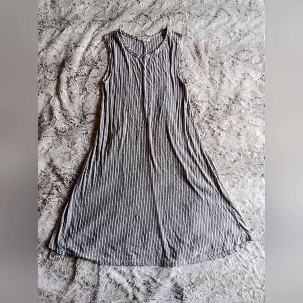 Forever Rose Gray Ribbed Sleeveless Sundress